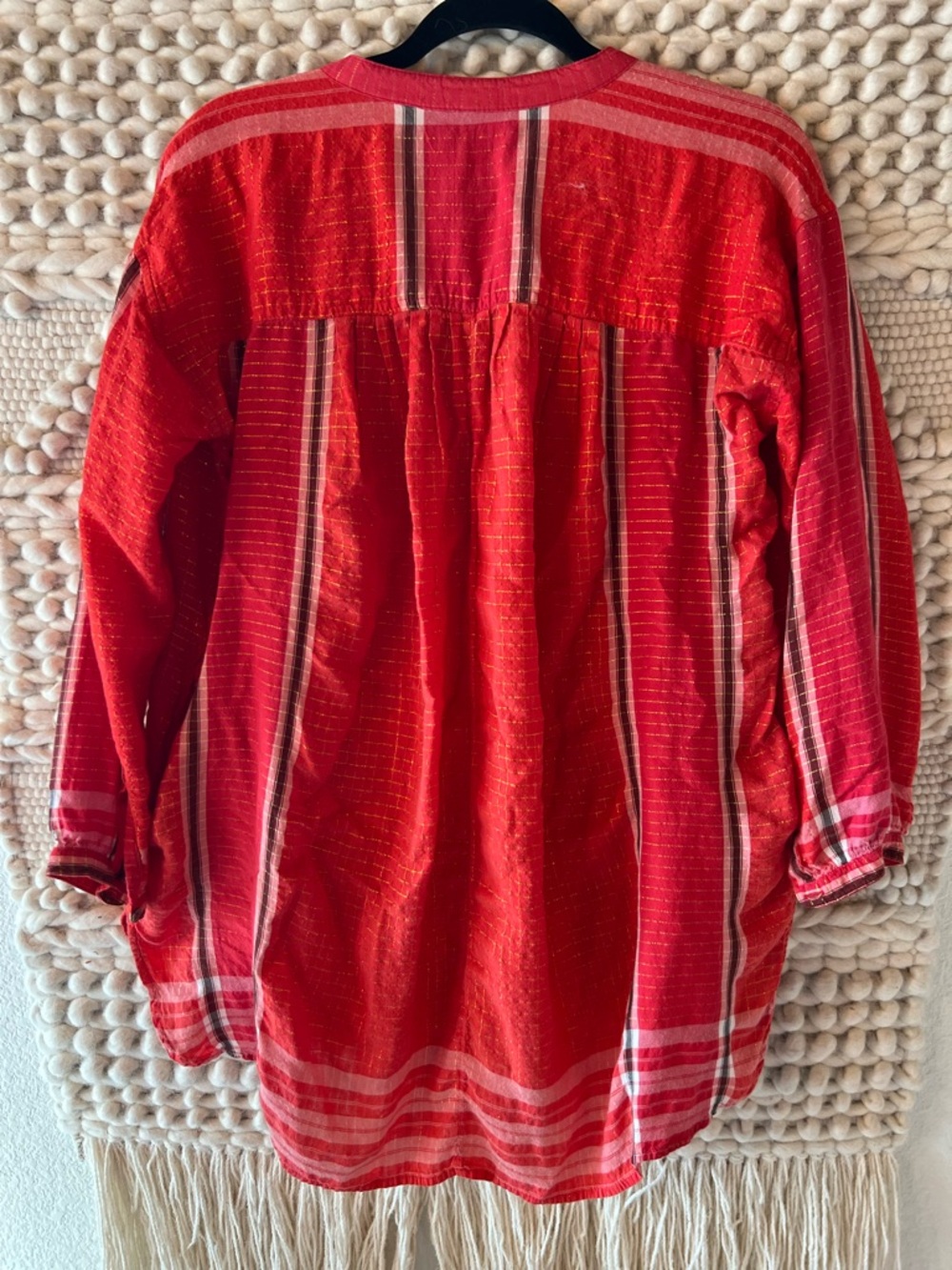 Free People Lurex Tunic Orange Red Metallic Size Small - Picture 5 of 9